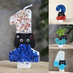 game handle my world candle birthday party pixel theme kids cake decoration game party decoration 0 9 cake top digital candles