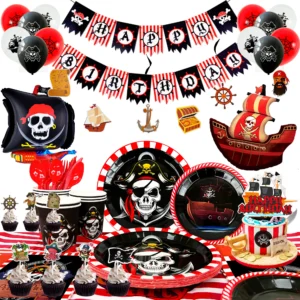 pirate birthday party supplies,161pcs pirate party decorations&tableware set pirate birthday party decorations for boys