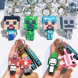 new minecrafte 3d pvc soft rubber keychain steve action figure car accessories keychain zombie creeper game dolls pendants gifts
