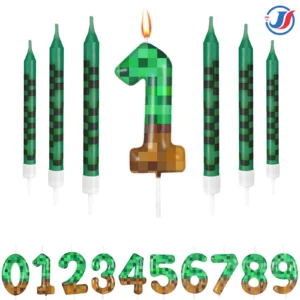 7pcs pixel miner birthday cake candles topper for pixel theme party anniversary party video game party supplies for boys girls