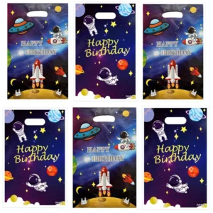 10/50pcs space astronaut gift bag spacecraft birthday plastic handbag for kids boys happy birthday party favor loot bag supplies