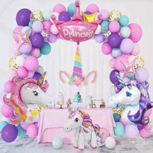 176pcs princess unicorn balloon arch set happy birthday wedding room decoration birthday party scene decoration party supplies
