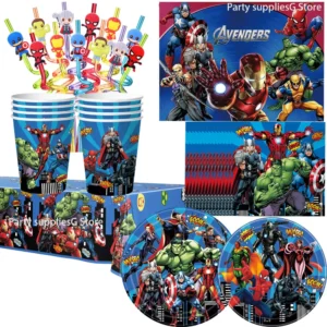 marvel superhero party superhero birthday decorations banners tableware paper bag tablecloth kids boy baby shower party supplies