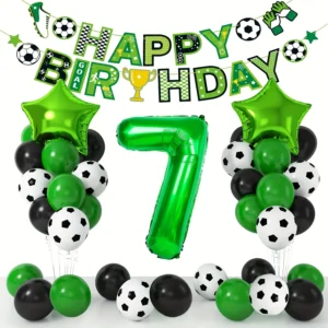 1set football themed balloon arch set boy birthday party aluminum film and football balloons for indoor and outdoor decoration